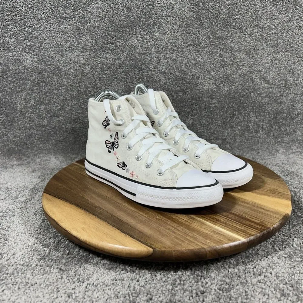 Converse Chuck Taylor All Star A08739F Kids Size 2 White Butterfly Shoes Used